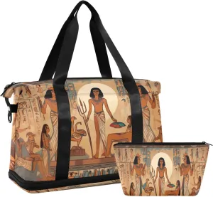 Egyptian Gods Gym Bag - Weekender Overnight Bags for Women Men, Sport Travel Duffel Bag with Wet Pocket & Shoe Compartment