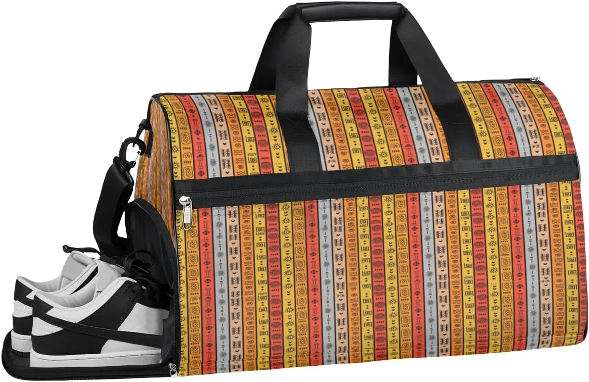 Egyptian Vintage Art Sport Gym Duffle Travel Bag for Men Women Gym Bag Lightweight Duffel with Shoe Compartment