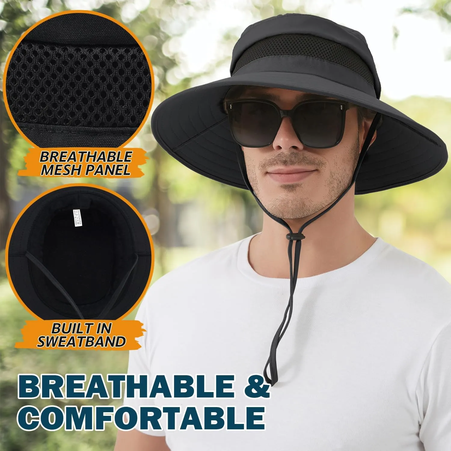 EINSKEY Waterproof Sun Hat for Men Women, UPF 50  UV Protection Wide Brim Packable Hat for Fishing Hiking Garden Safari Beach