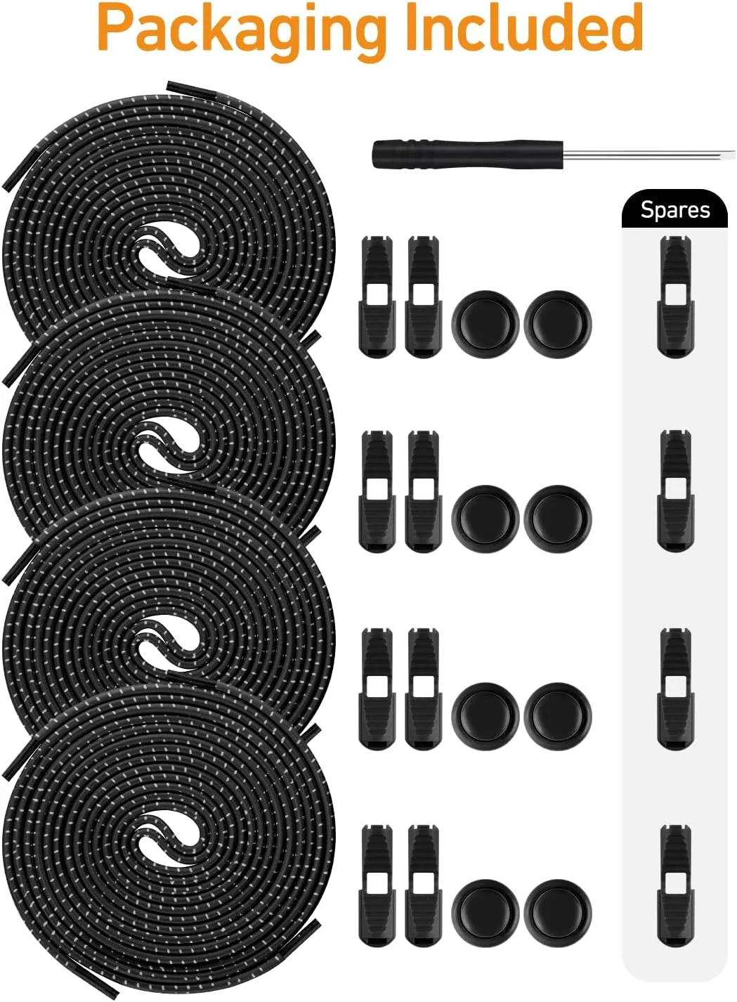 Elastic No Tie Shoe Laces - Tieless Shoelaces for Adults and Kids - 4 Pairs, Heavy Duty Shoe Strings for Sneakers