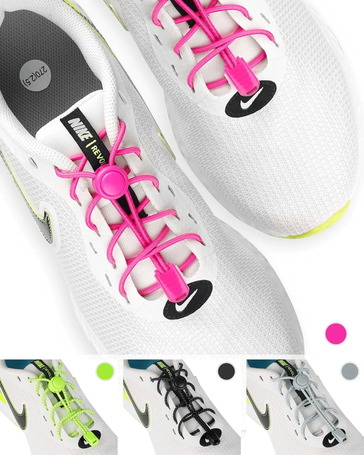 Elastic No Tie Shoe Laces - Tieless Shoelaces for Adults and Kids - 4 Pairs, Heavy Duty Shoe Strings for Sneakers