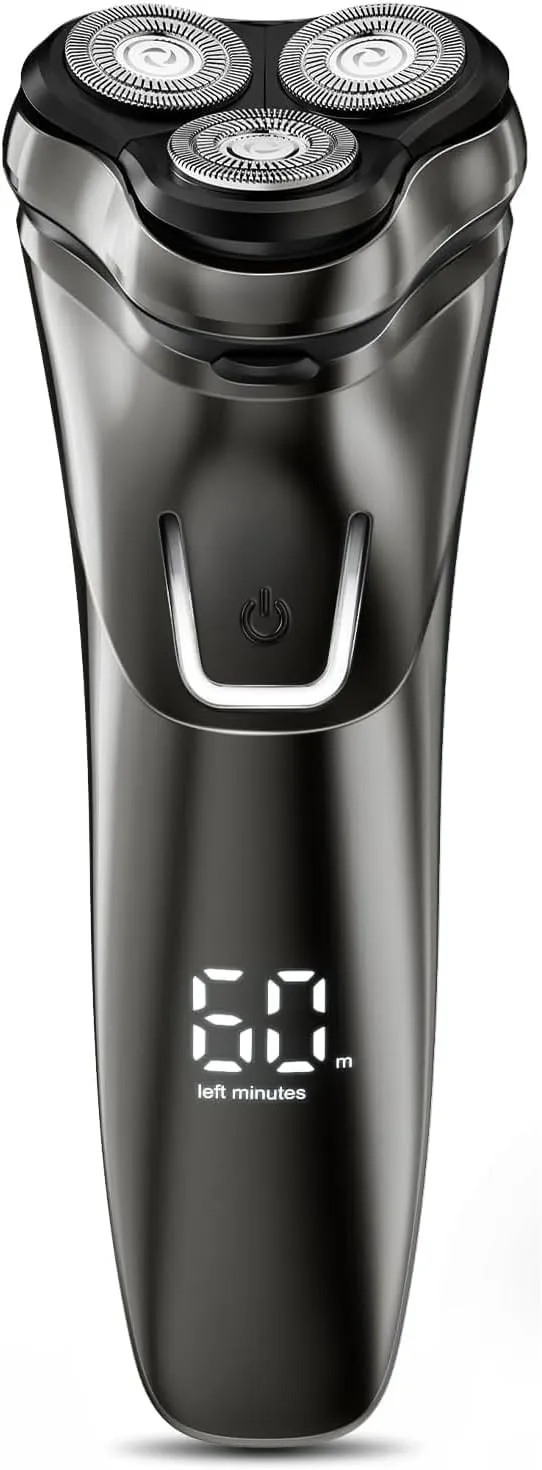Electric Razor for Men Cordless: Wet/Dry Rotary Shaver Waterproof - USB Fast Charging & Sensitive Skin Care - Pop up Trimmer & Precision Blades
