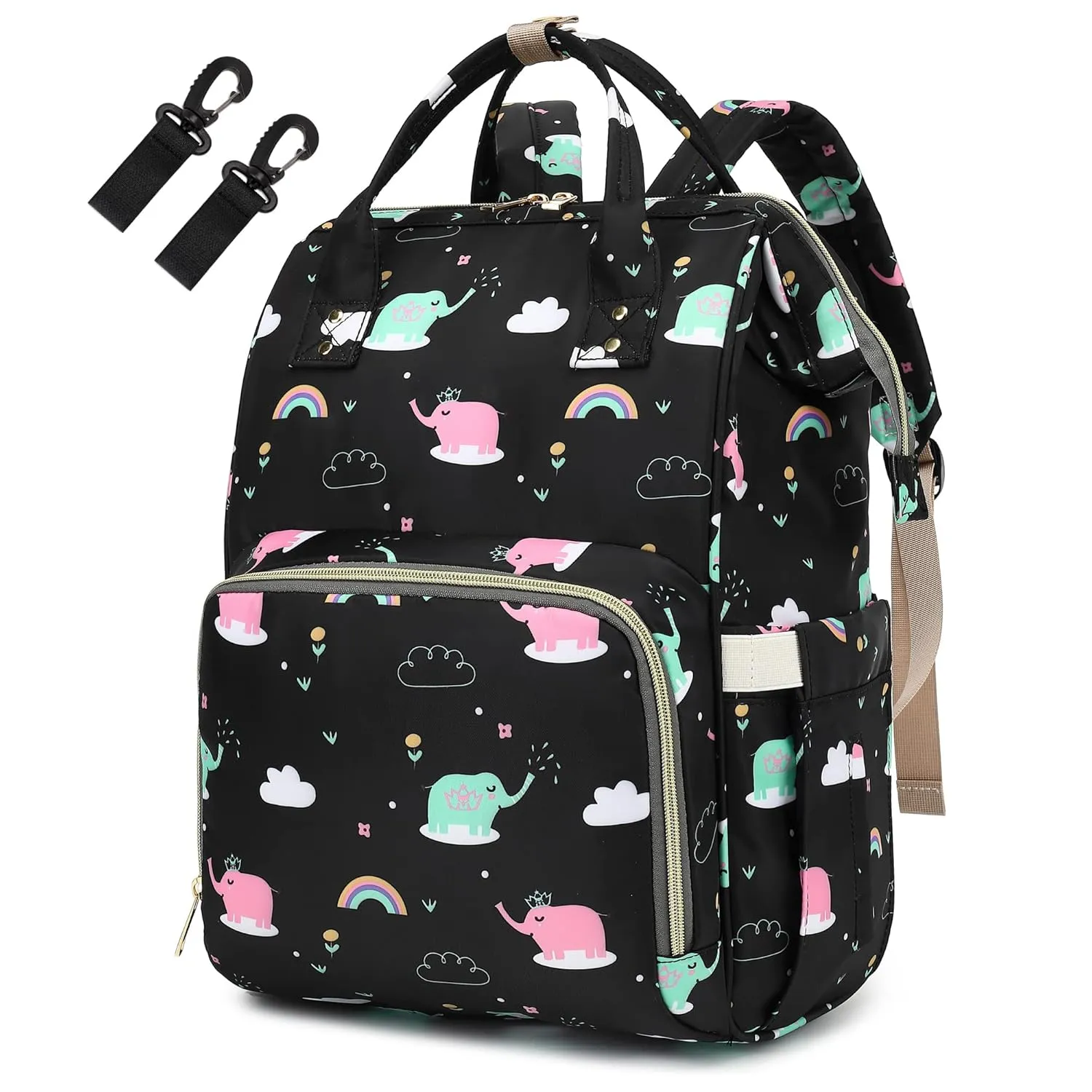Elephant Diaper Bag Backpack for Baby Boys Girls, Waterproof Large Nappy Bags for Mom & Dad