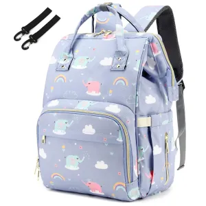 Elephant Diaper Bag Backpack for Baby Girls, Mom Waterproof Large Nappy Bags for Women