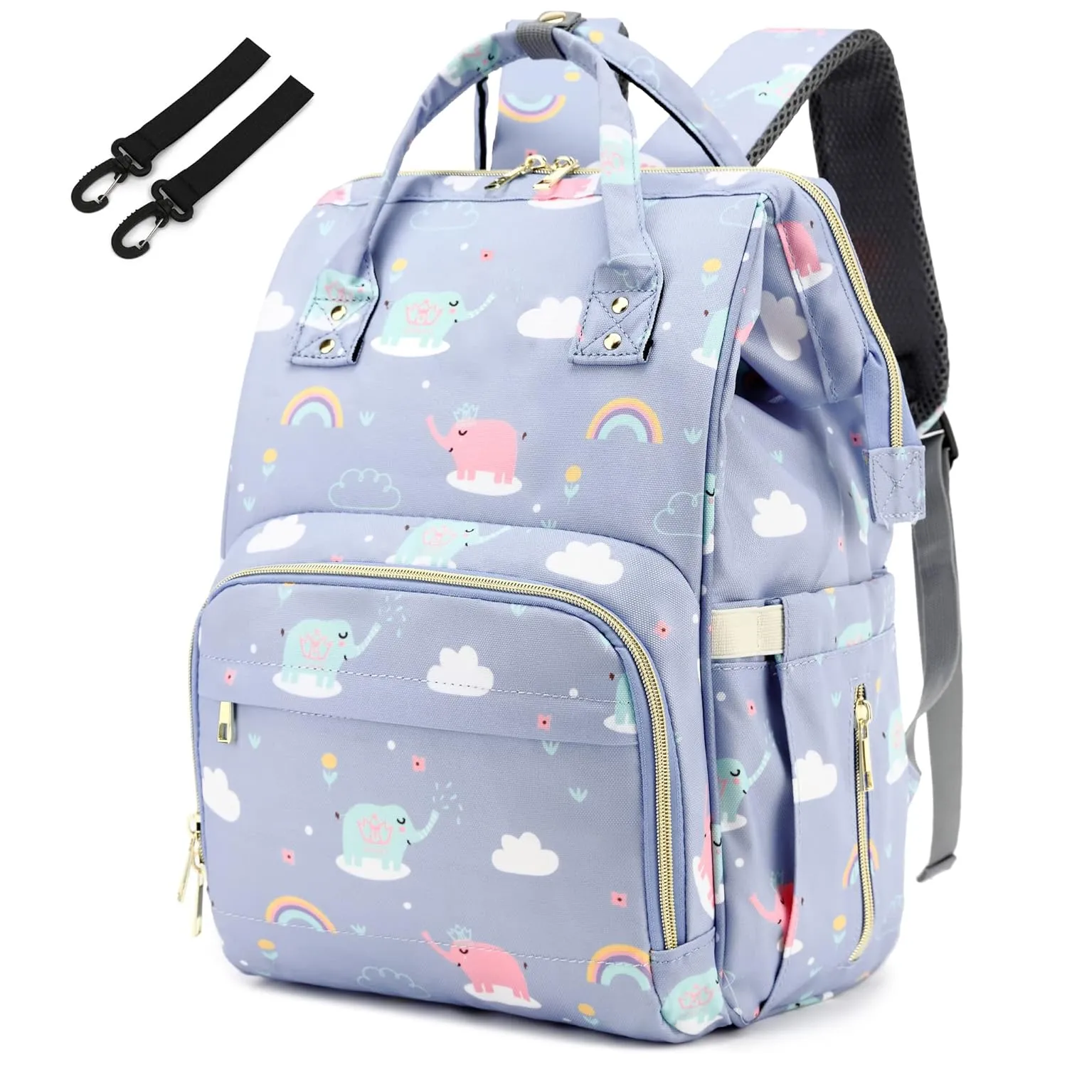 Elephant Diaper Bag Backpack for Baby Girls, Mom Waterproof Large Nappy Bags for Women