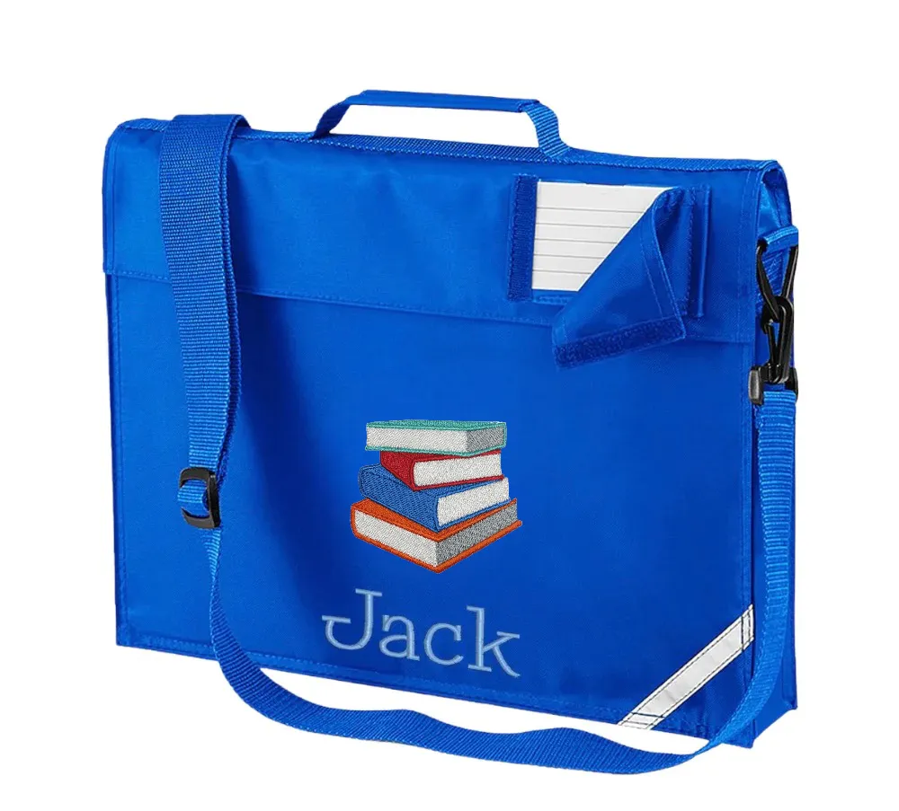 Embroidered Bookbag with strap - books
