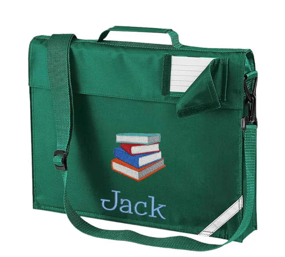 Embroidered Bookbag with strap - books
