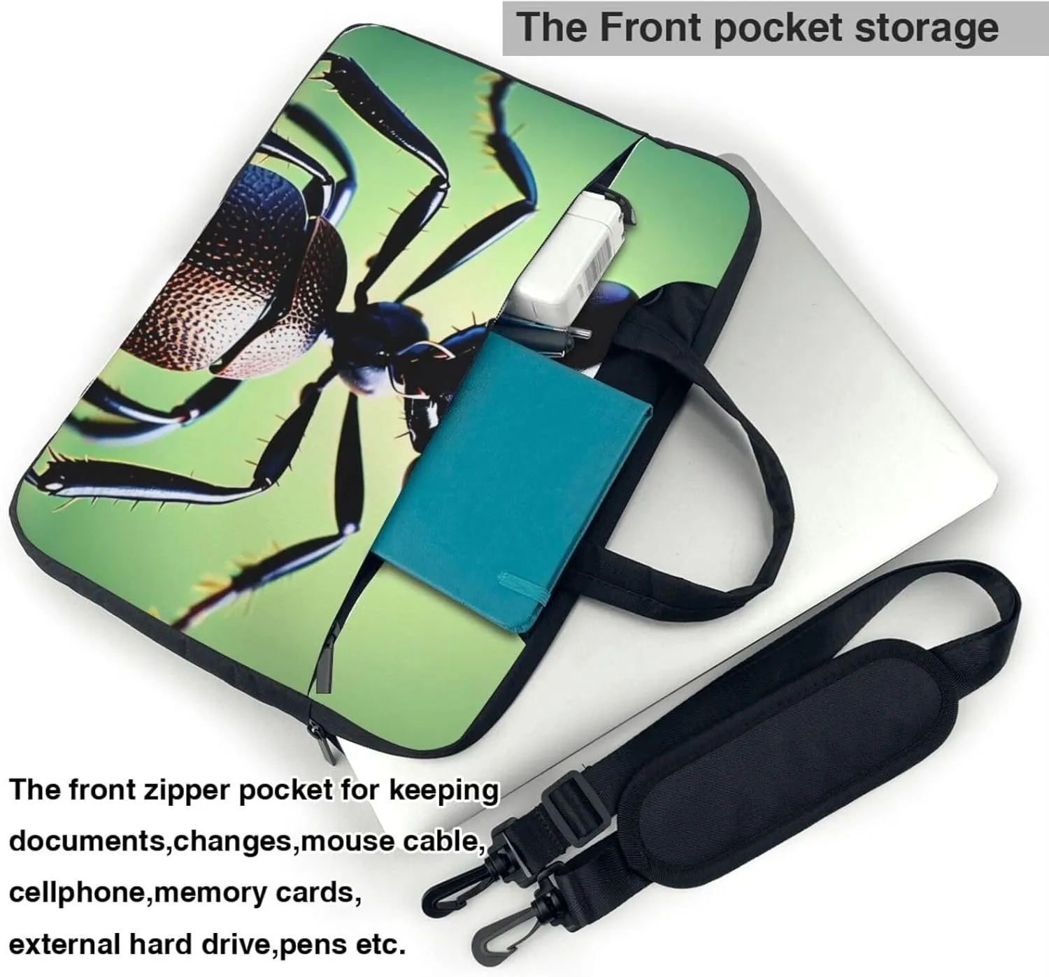 Energetic Ant Print Laptop Bag, 13-15.6 inch Work Tote Briefcase Messenger Bag Gifts for Men Women
