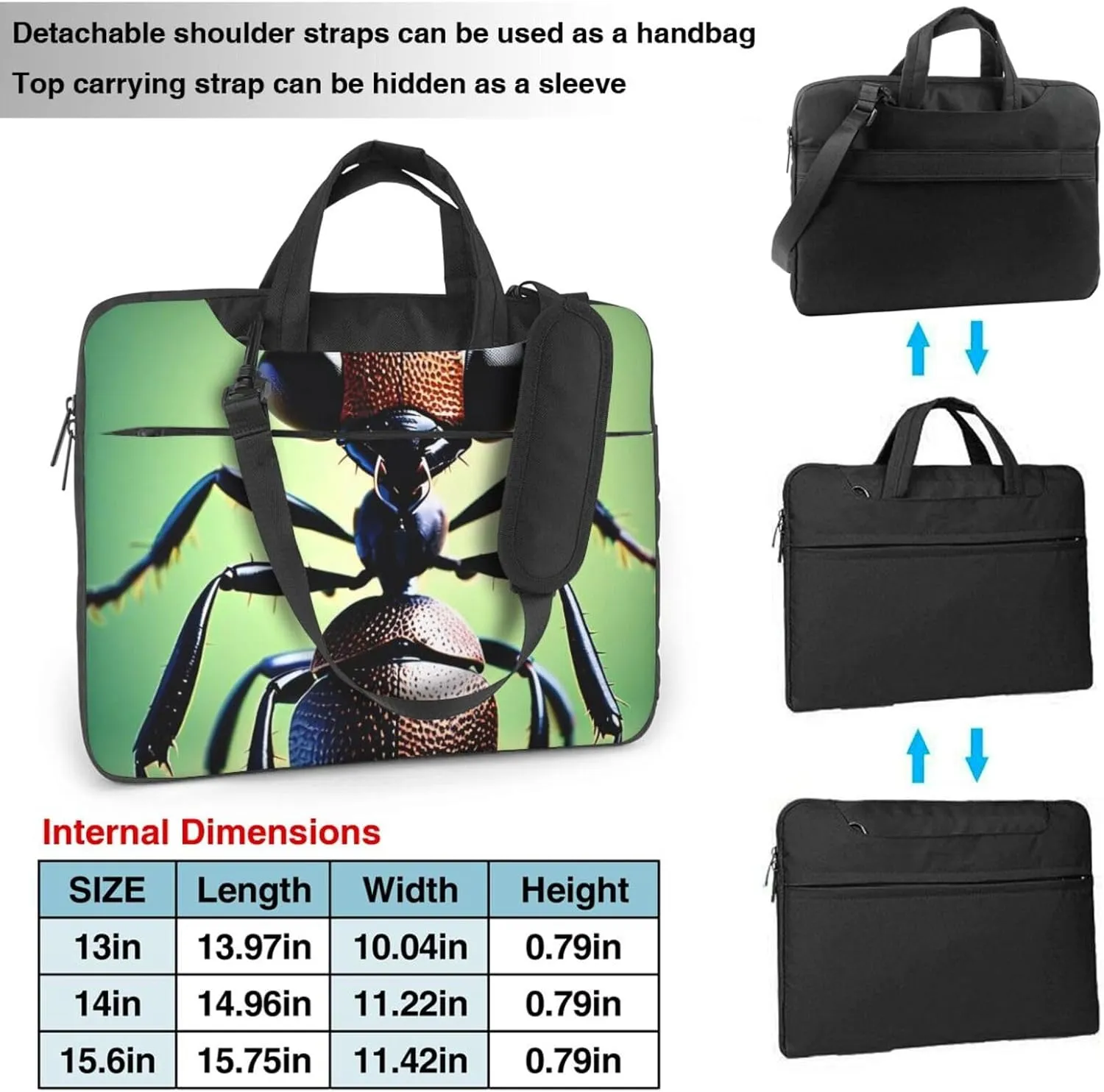 Energetic Ant Print Laptop Bag, 13-15.6 inch Work Tote Briefcase Messenger Bag Gifts for Men Women