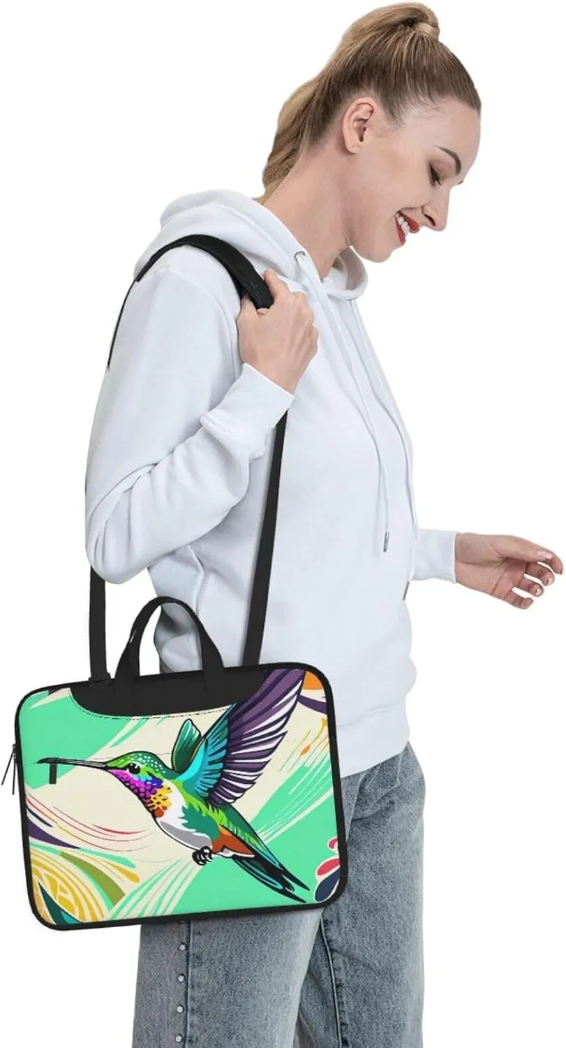Energetic Hummingbird Print Laptop Bag, 13-15.6 inch Work Tote Briefcase Messenger Bag Gifts for Men Women