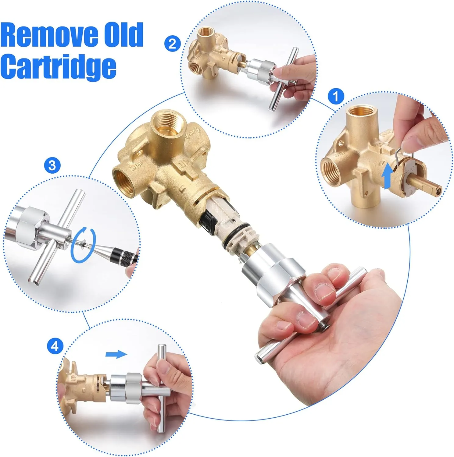 Enhon 1222 Replacement Cartridge Compatible with Moen with Puller, Tub Shower Cartridge Replacement Kit for One Handle Posi-temp Faucet (1 Set)
