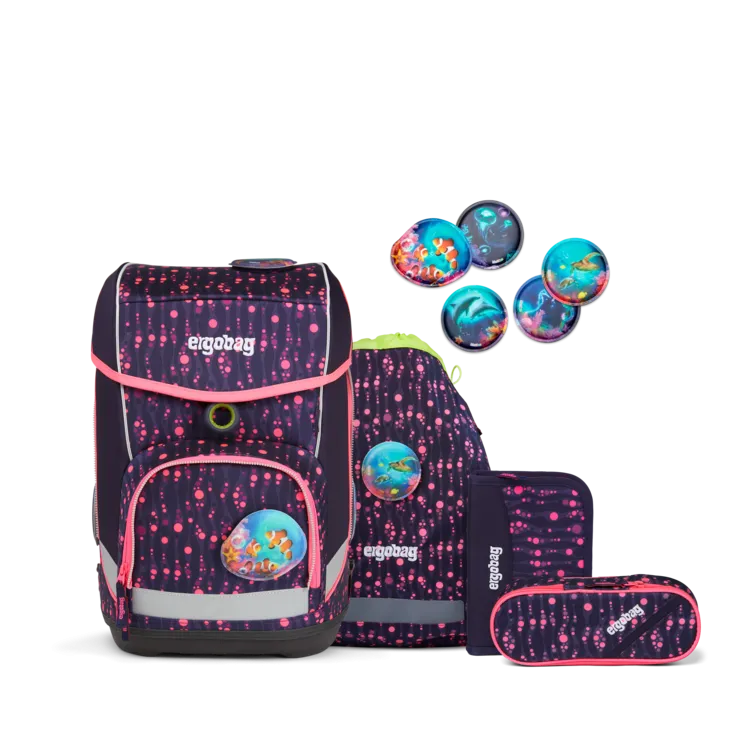 ergobag SET Cubo 5-pcs School Bag Bearmuda Square / WinterwonBearland Glow