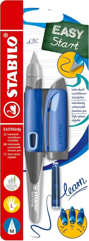 Ergonomic School Fountain Pen - STABILO EASYbirdy - M Nib - Left Handed - Blue/Light Blue   tool for nib exchange
