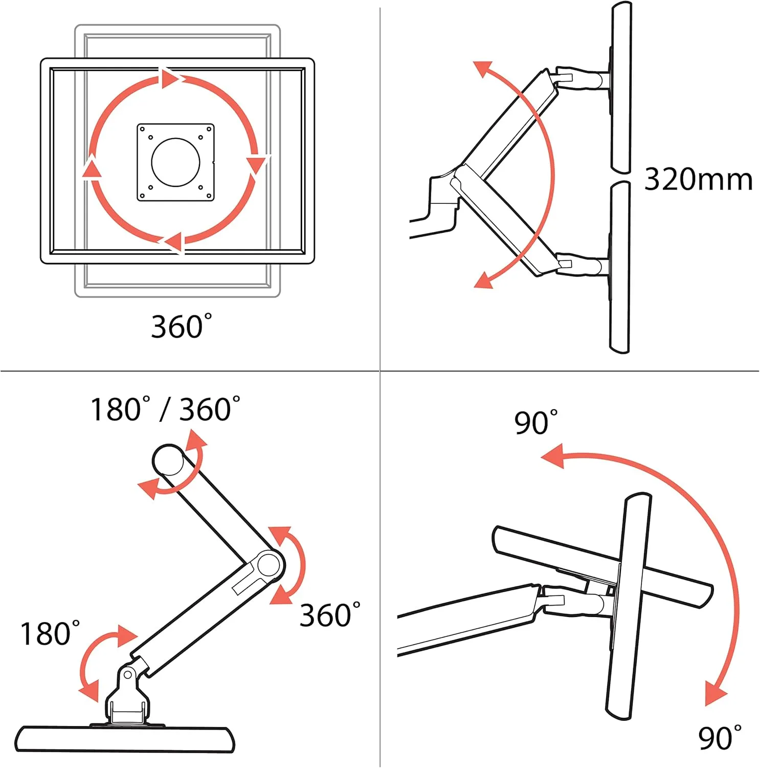 Ergotron – MXV Single Monitor Arm, VESA Desk Mount – for Monitors Up to 34 Inches, 7 to 20 lbs – Polished Aluminum