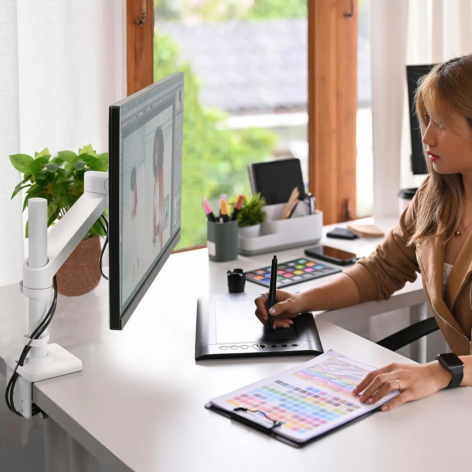 Ergotron – NX Single Monitor Arm, VESA Desk Mount – for Monitors Up to 34 Inches, 0 to 18 lbs – White