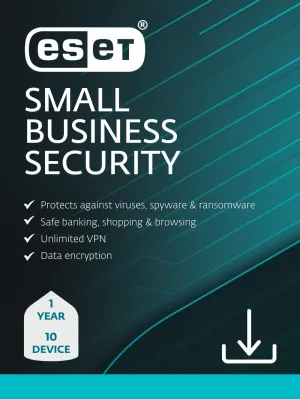ESET Small Business Security | 2025 Edition | 10 Devices | 1 Year | Small Business Software | Server Protection | VPN | Ransomeware | Privacy | IOT Protection | Digital Download [PC/Mac/Android]
