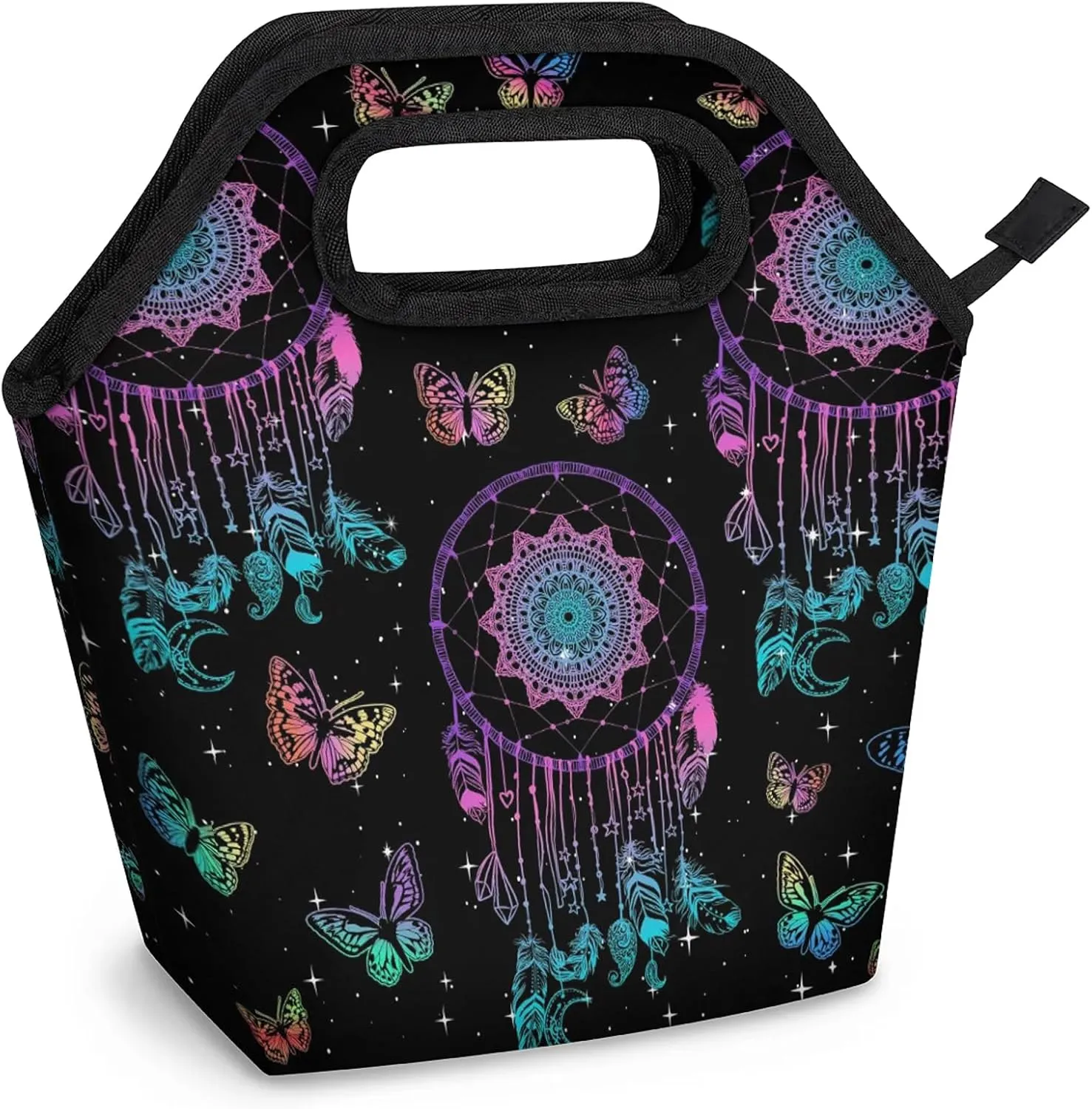 Ethnic Tribe Dreamcatcher Lunch Tote Bag Washable Reusable Insulated Lunch Box for Women Men Soft Lightweight Leakproof Lunch Tote Handbag for Work Offices Picnic Travel Beach
