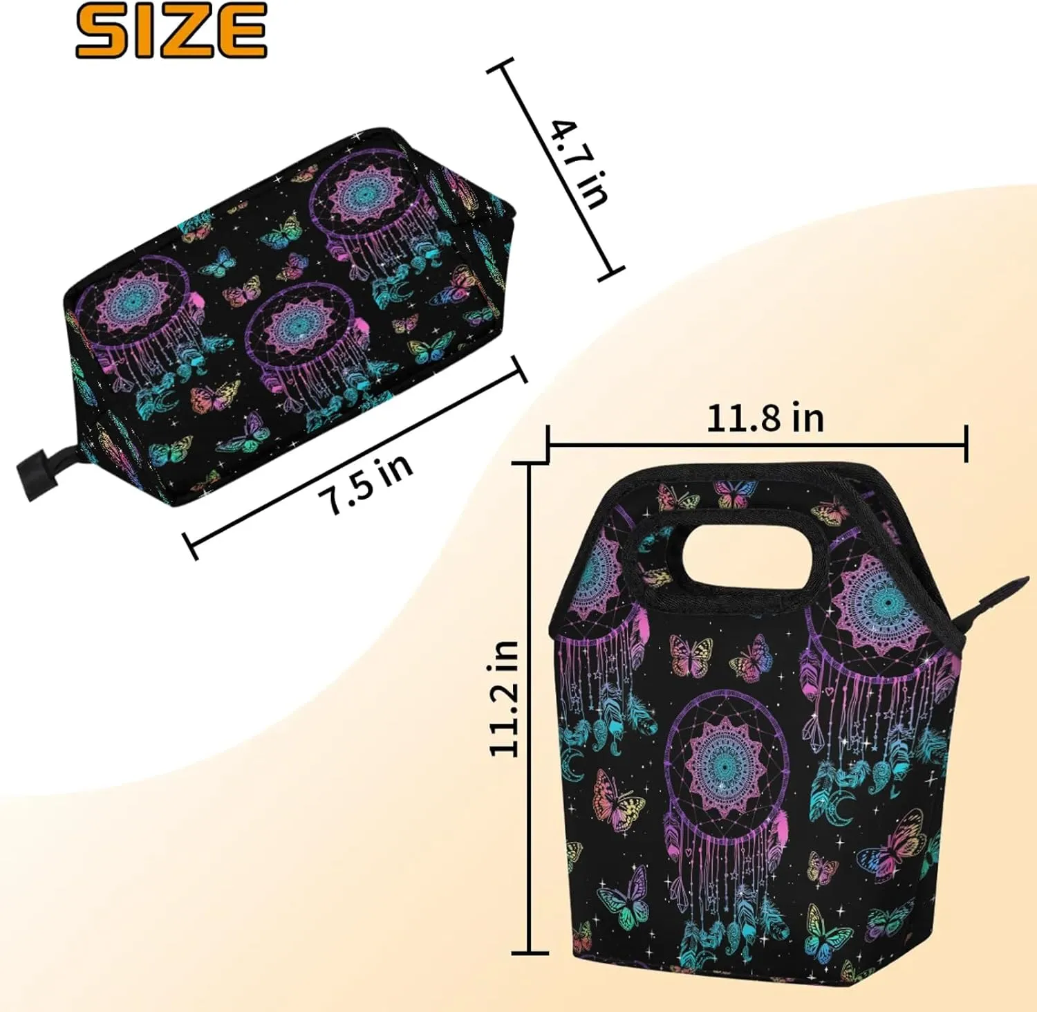 Ethnic Tribe Dreamcatcher Lunch Tote Bag Washable Reusable Insulated Lunch Box for Women Men Soft Lightweight Leakproof Lunch Tote Handbag for Work Offices Picnic Travel Beach