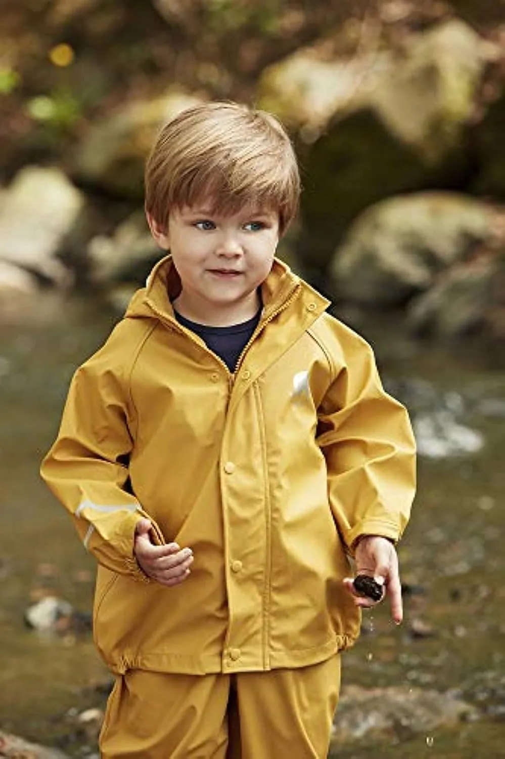 European Kids Rain and Snow Suit for Boys Girls with Detachable Hood, Waterproof Raincoat and Pants for Rain and Snow