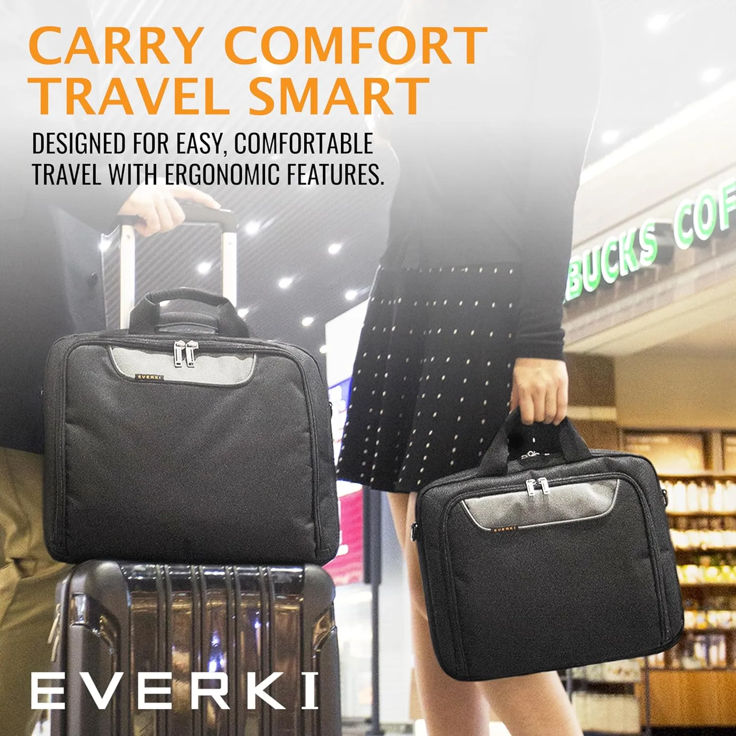 Everki Advance Laptop Briefcase 17.3 Inch - Business Briefcase for Men & Women, Ideal Lap Top Computer Bag for Travel, Heavy Duty Laptop Bag, Mens Lap Top Messenger Carrying Case, (EKB407NCH17) Black