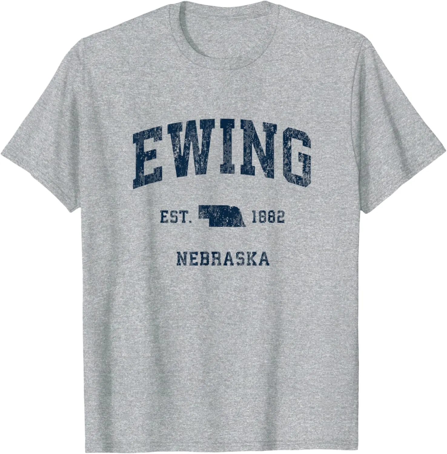 Ewing Nebraska NE Vintage Athletic Navy Sports Design T-Shirt