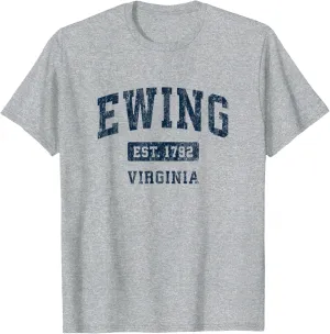 Ewing Virginia VA Vintage Athletic Sports Design T-Shirt