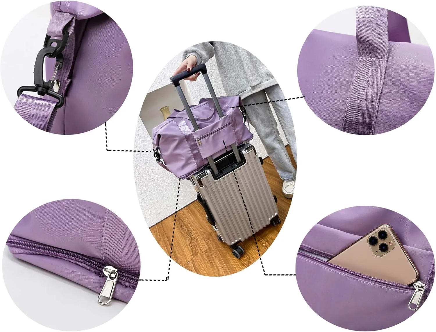 Expandable Travel Duffle Bag Weekender Carry on Overnight Bag Gym Bag for Women