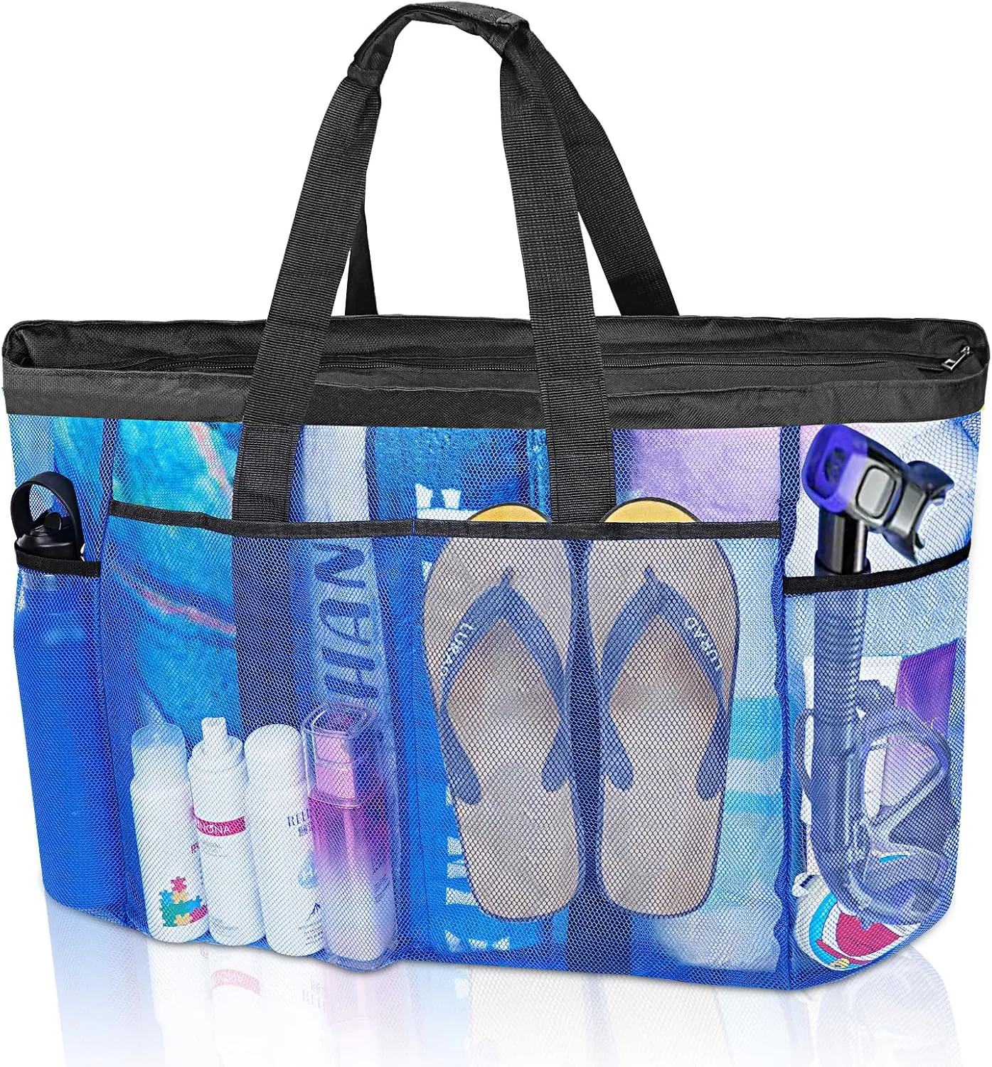 Extra Large Mesh Beach Bag, Tote Bag for Beach with Zipper