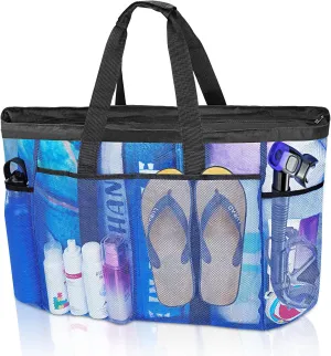 Extra Large Mesh Beach Bag, Tote Bag for Beach with Zipper