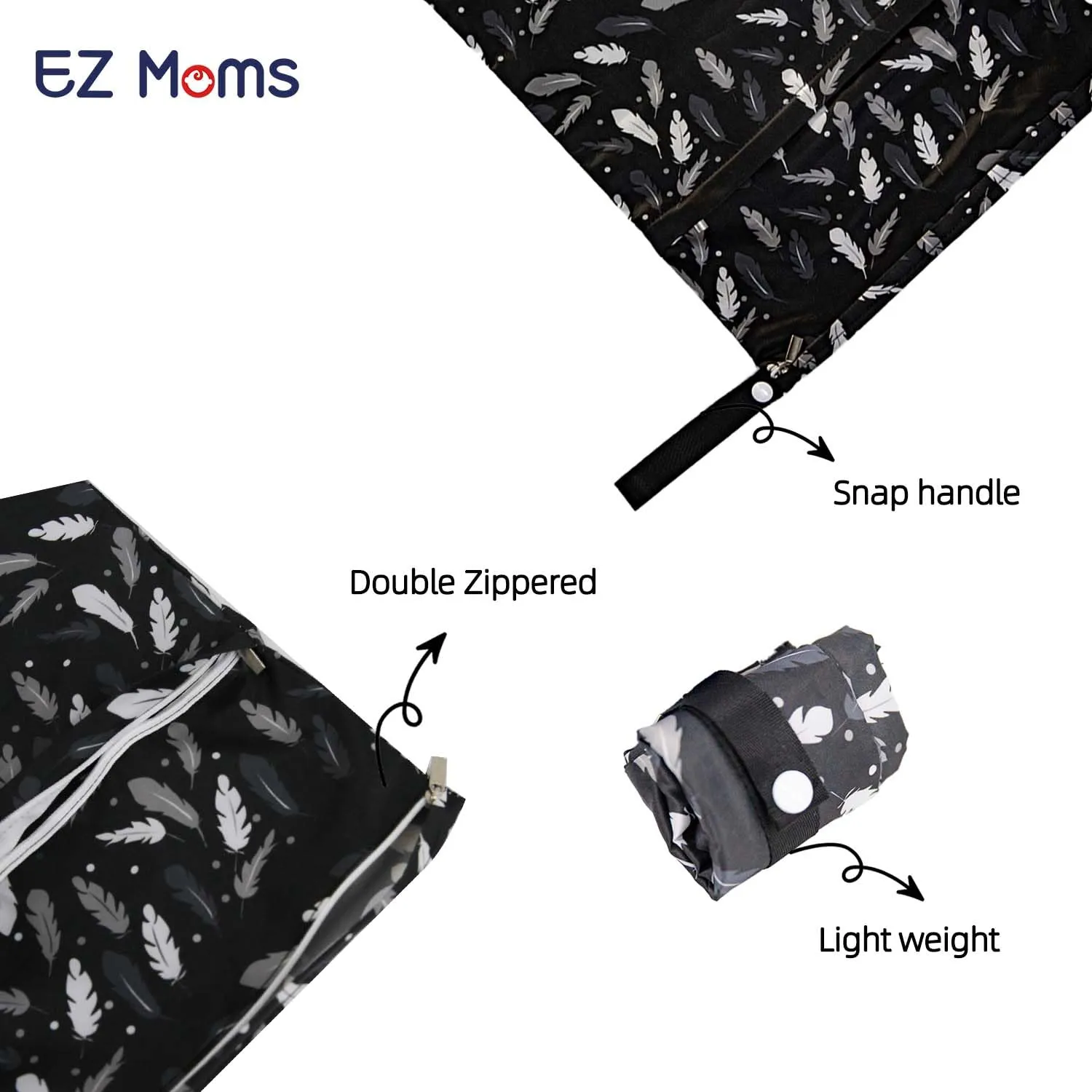 EZ Moms 3 Pcs Reusable Waterproof Wet Bag With Two Pockets For Diaper Pouch, Breast Pump Parts, Swimsuit - Waterproof Bags For Swimming, Baby