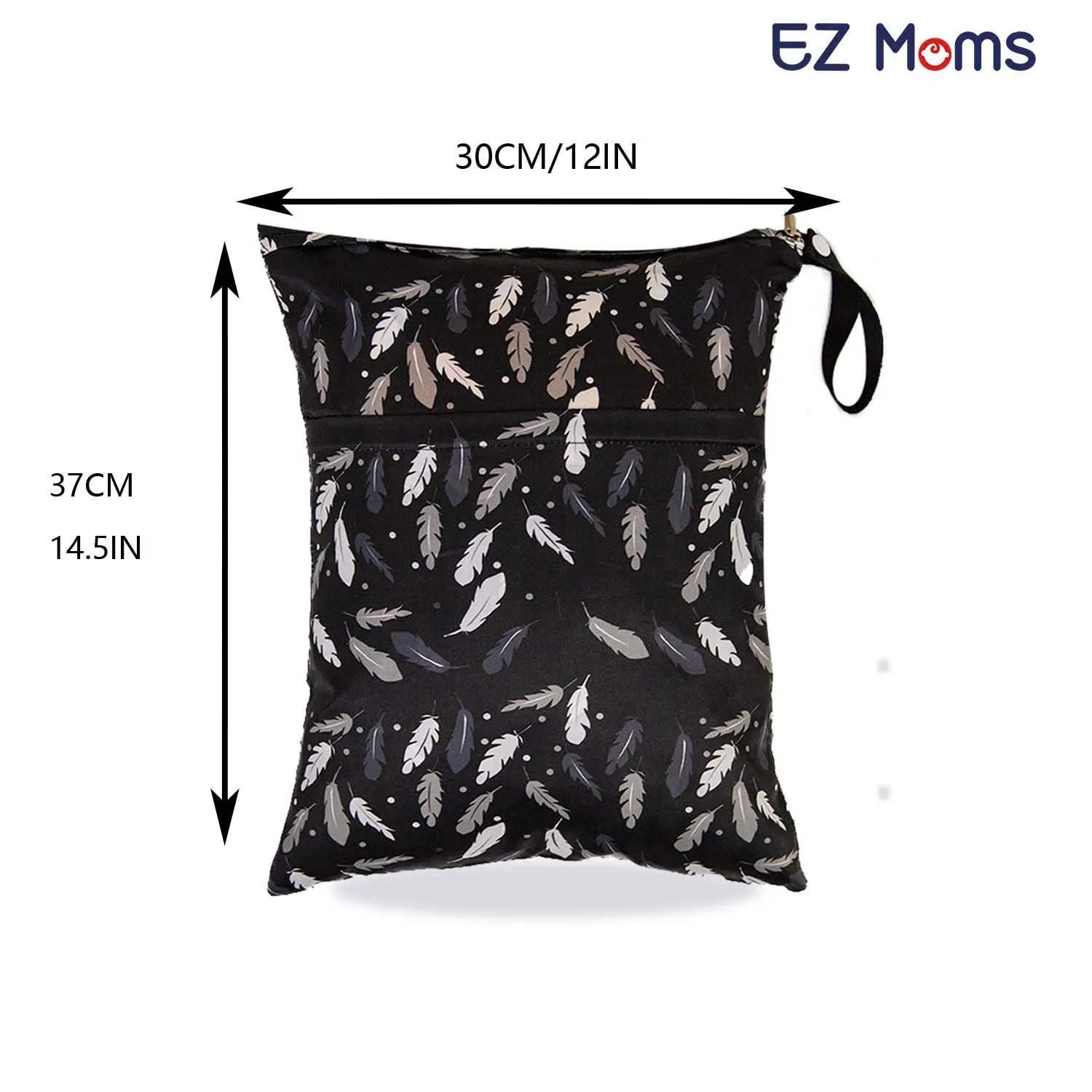 EZ Moms 3 Pcs Reusable Waterproof Wet Bag With Two Pockets For Diaper Pouch, Breast Pump Parts, Swimsuit - Waterproof Bags For Swimming, Baby