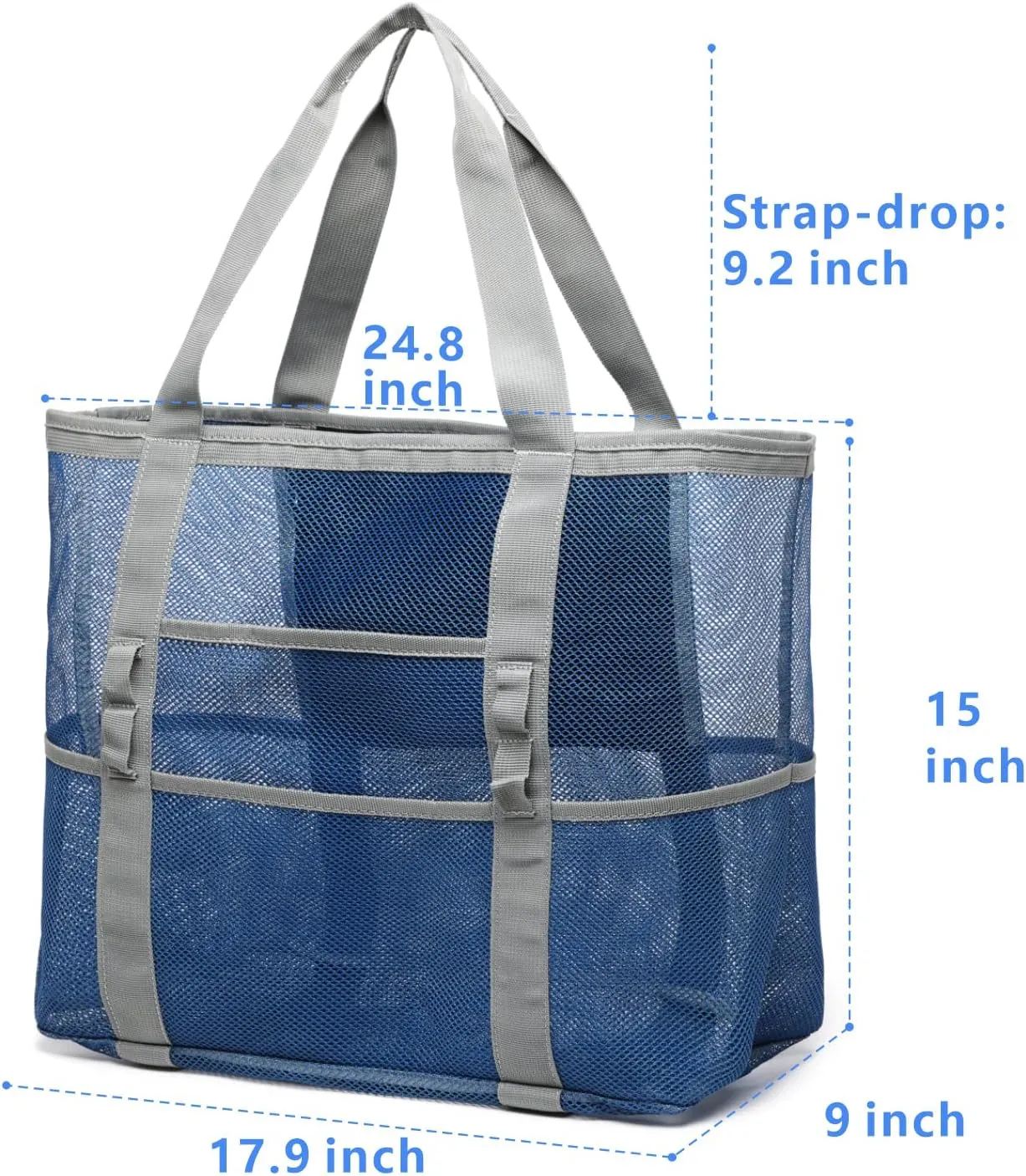 F-color Mesh Beach Bag Family - Beach Tote 9 Pockets Cruise Vacation Essentials
