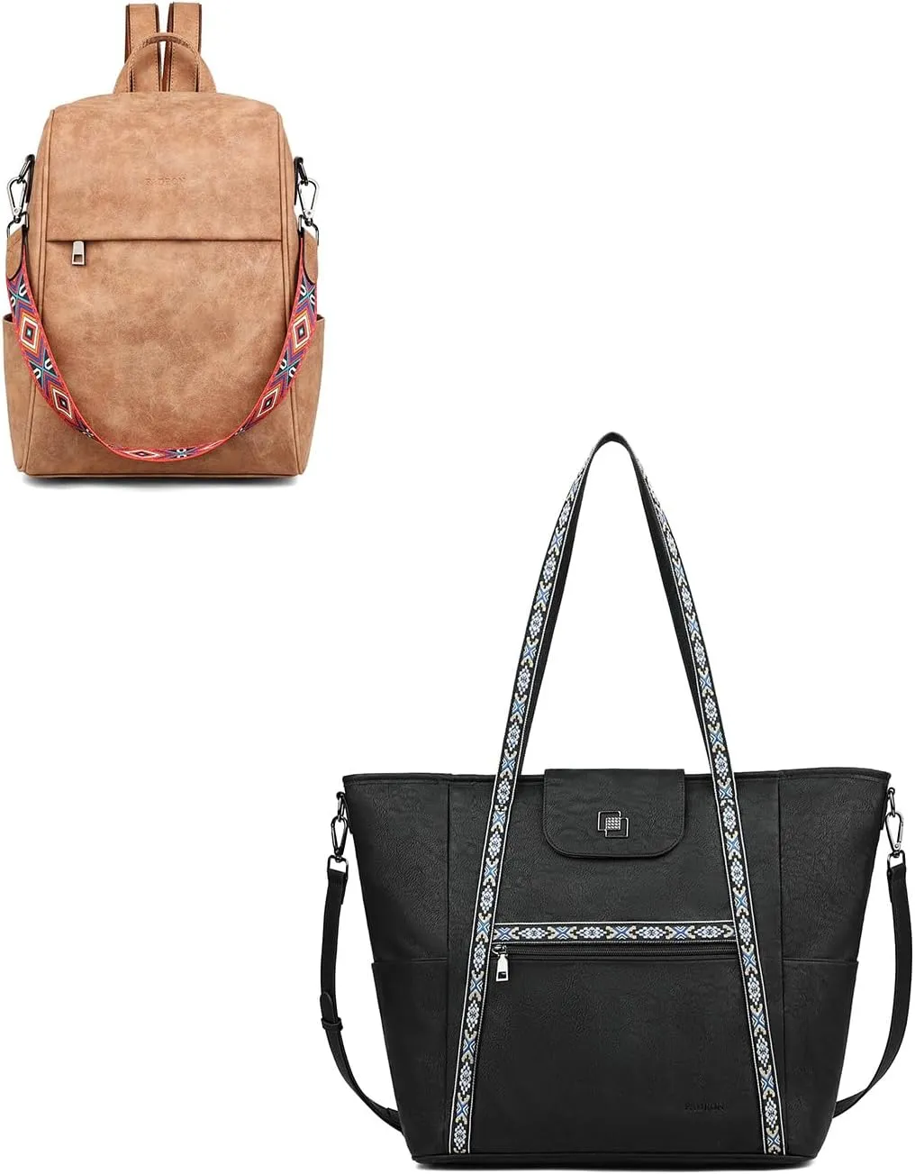 FADEON Anti Theft Leather Backpack for Women and Large Laptop Tote Bag