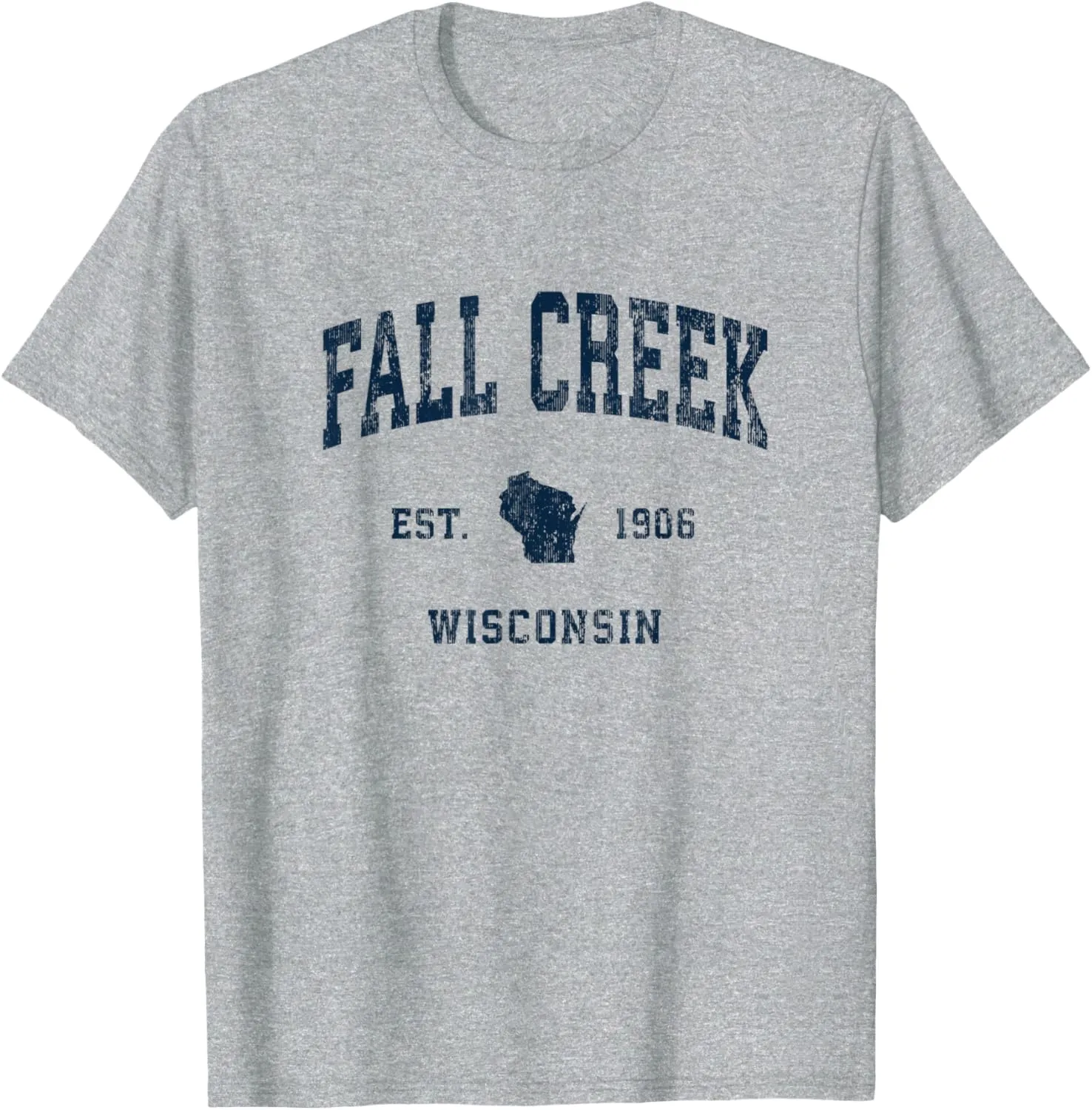 Fall Creek Wisconsin WI Vintage Athletic Navy Sports Design T-Shirt