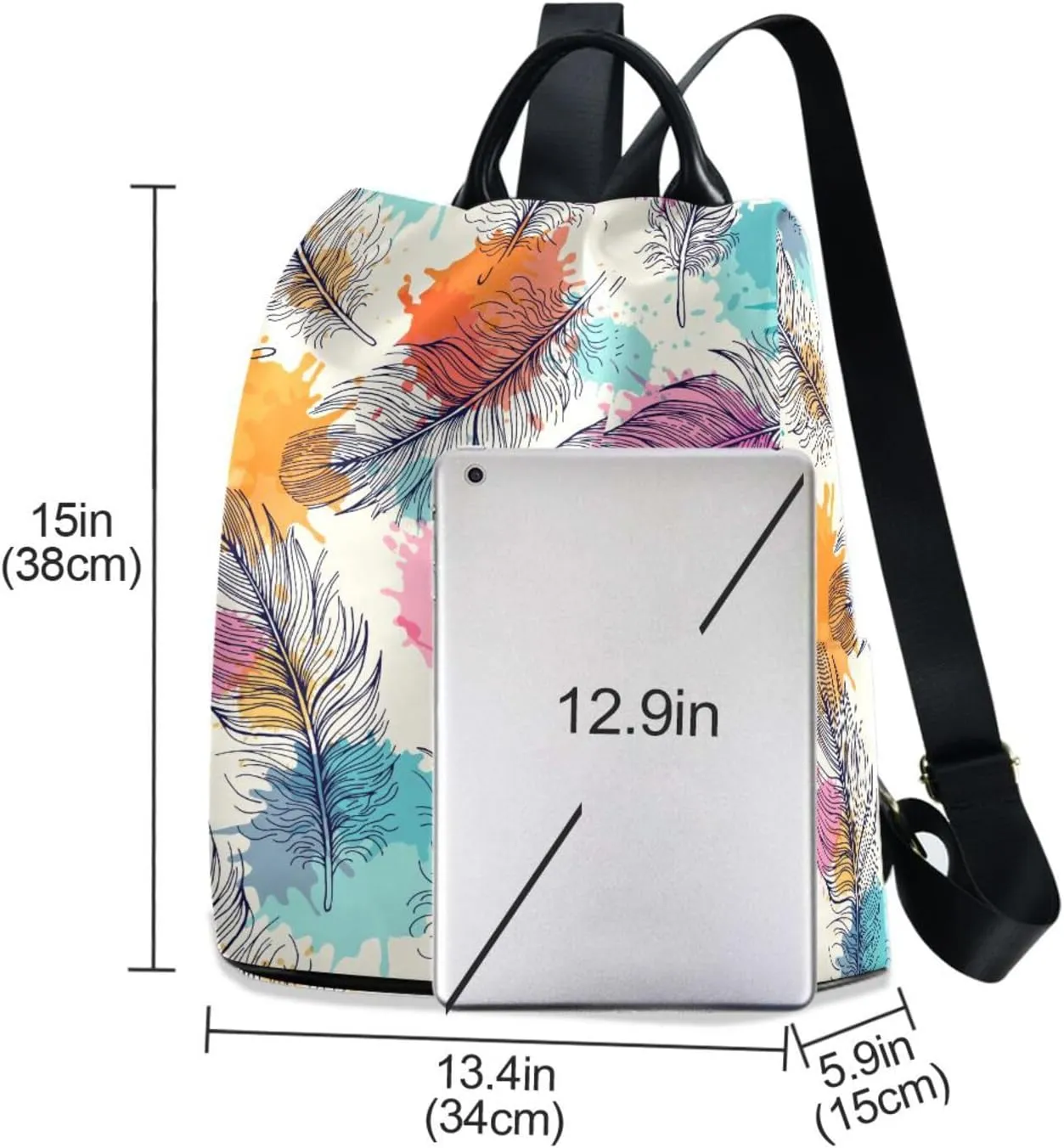 Feather Backpack Purse for Women Anti-Theft Fashion Back Pack Shoulder Bag
