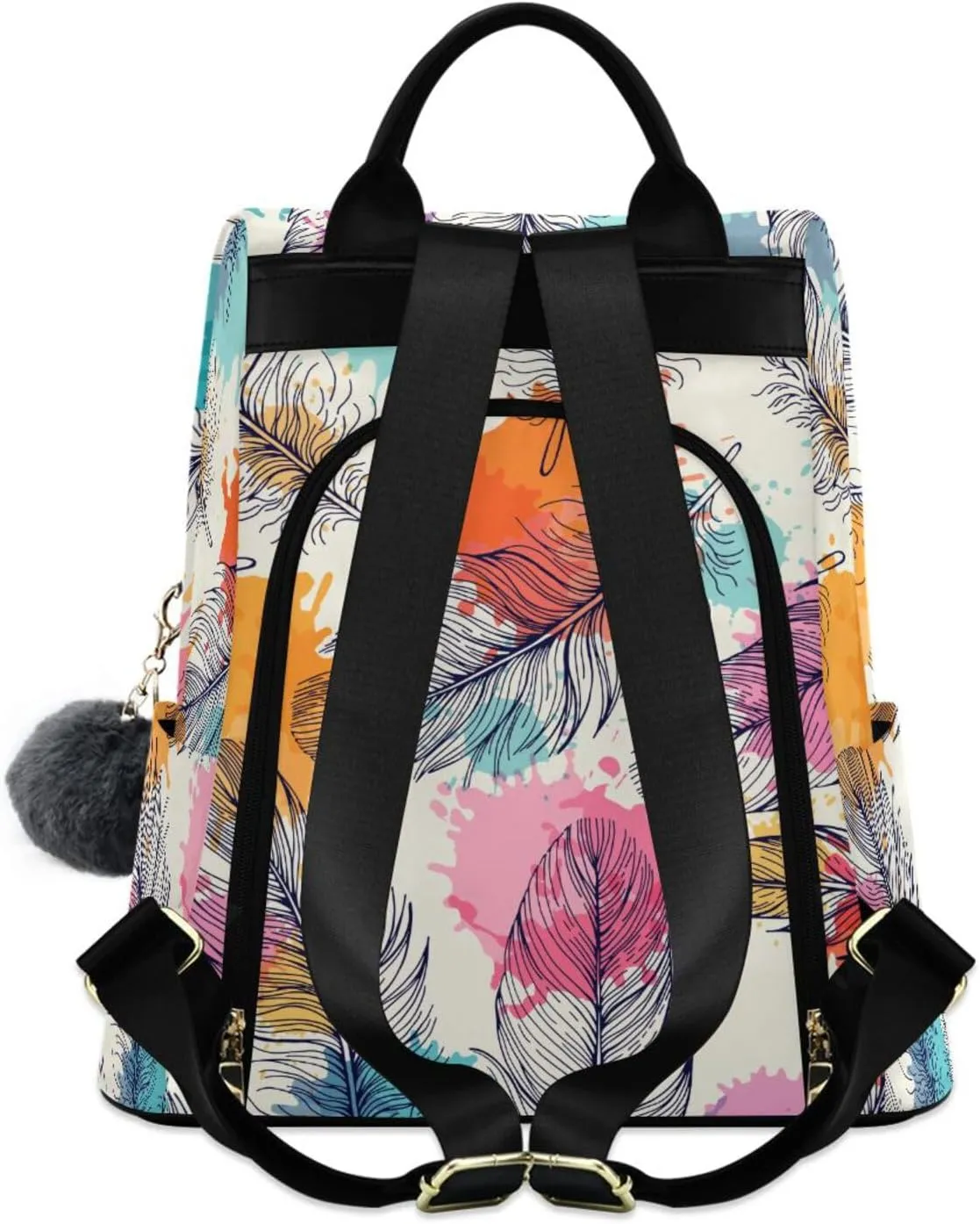 Feather Backpack Purse for Women Anti-Theft Fashion Back Pack Shoulder Bag