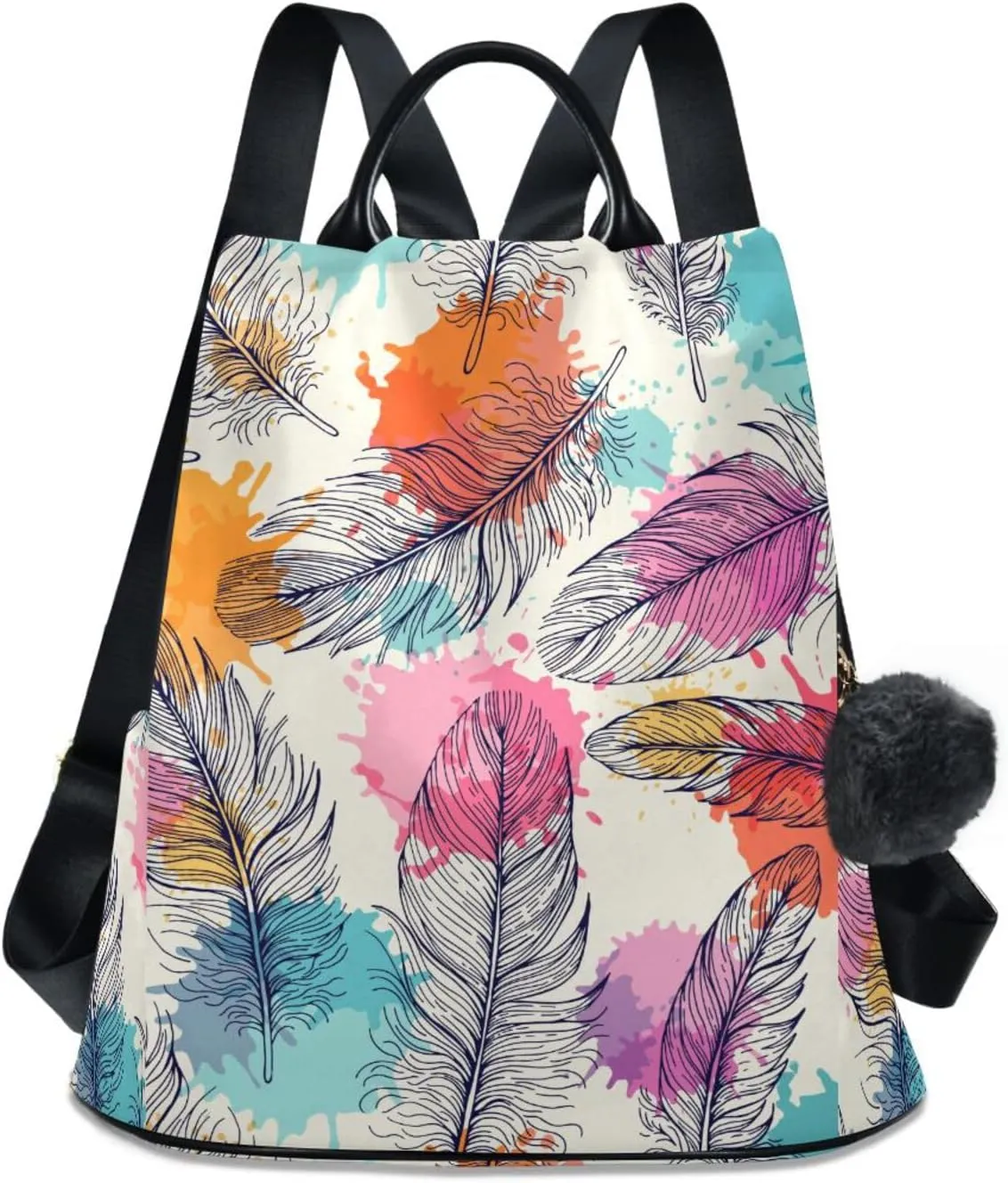 Feather Backpack Purse for Women Anti-Theft Fashion Back Pack Shoulder Bag