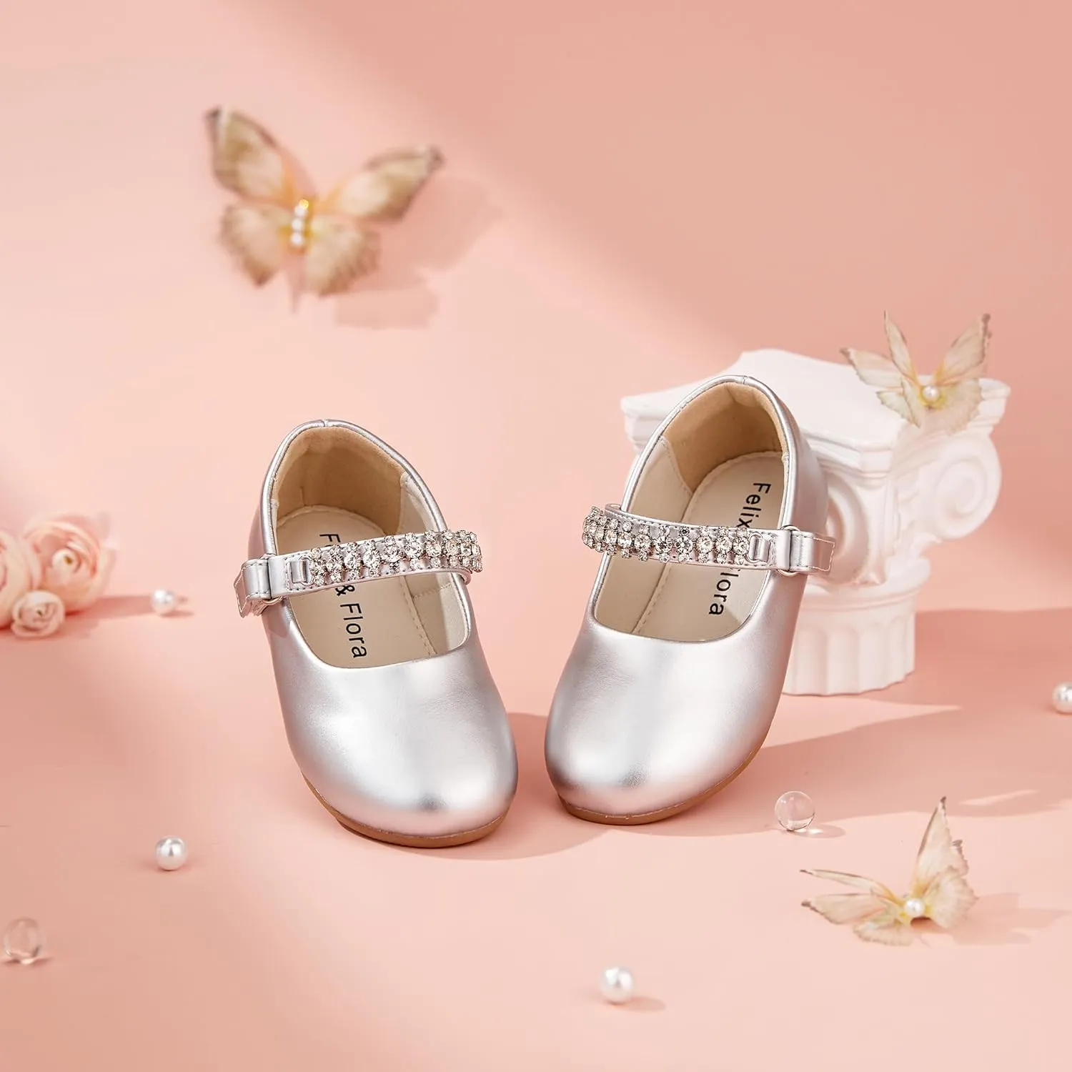 Felix & Flora Toddler Flower Girl Dress Shoes - Girl Ballet Flats Party School Shoes Wedding