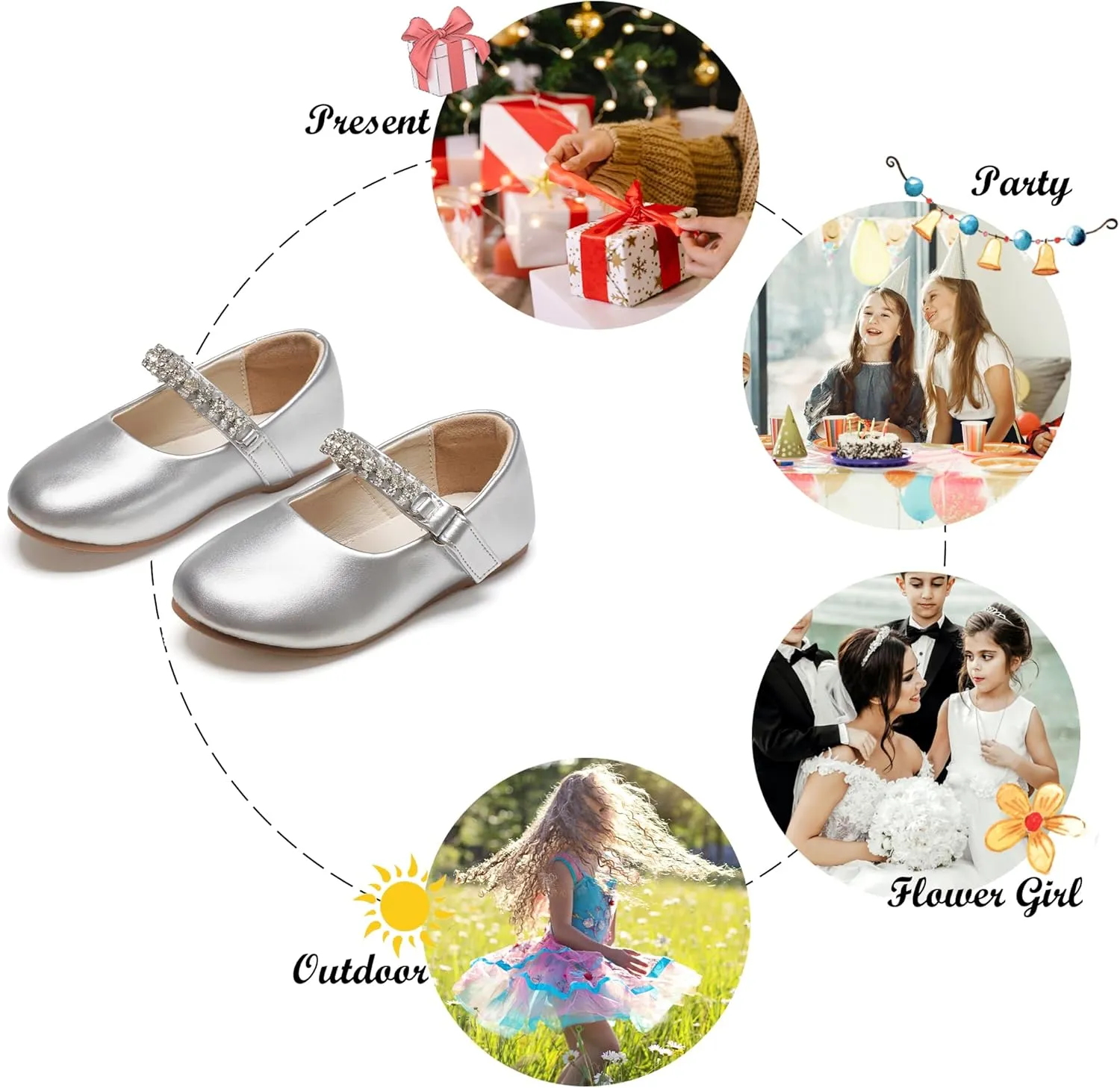 Felix & Flora Toddler Flower Girl Dress Shoes - Girl Ballet Flats Party School Shoes Wedding