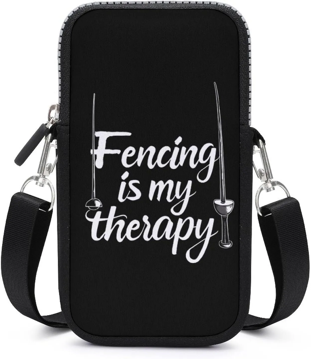Fencing Is My Therapy Sling Bag Anti Theft Small Crossbody Cell Phone Purse Bags for Women Men