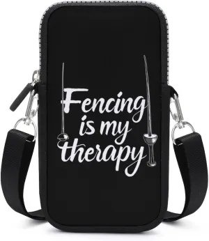 Fencing Is My Therapy Sling Bag Anti Theft Small Crossbody Cell Phone Purse Bags for Women Men