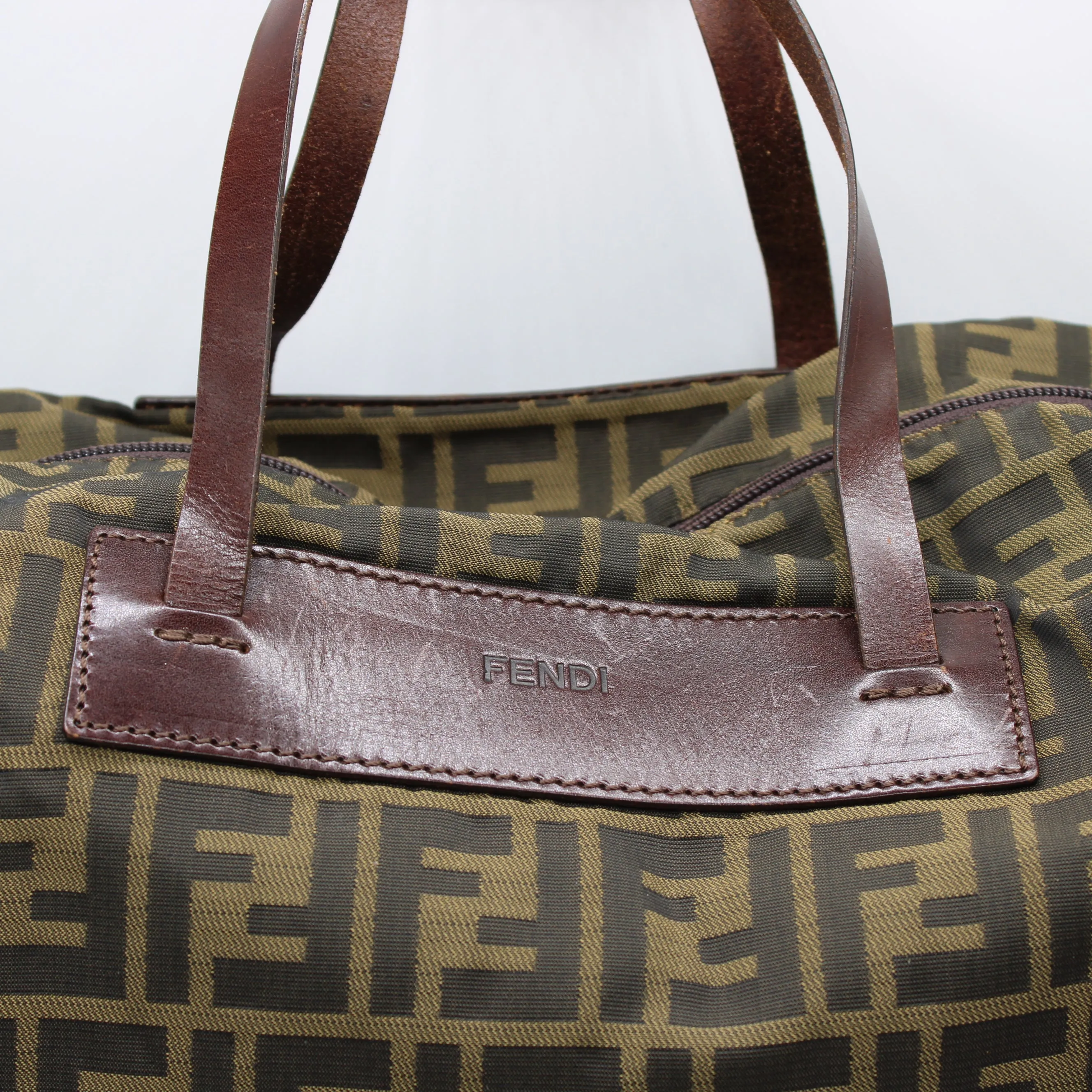 Fendi Brown Zucca Canvas Leather Collapsible Shopping Tote #2