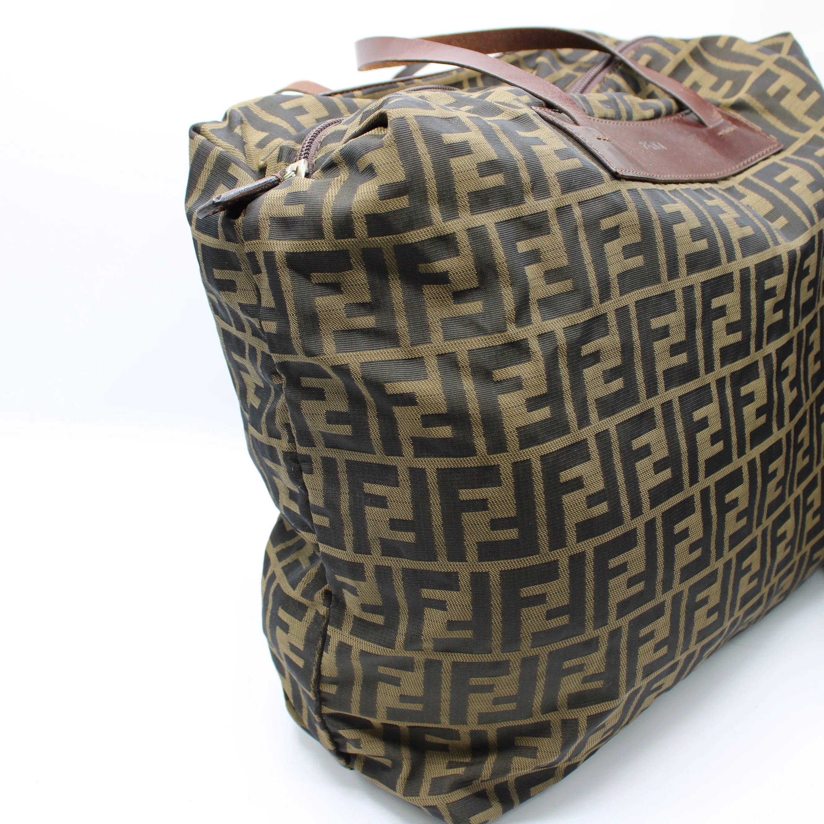 Fendi Brown Zucca Canvas Leather Collapsible Shopping Tote #2