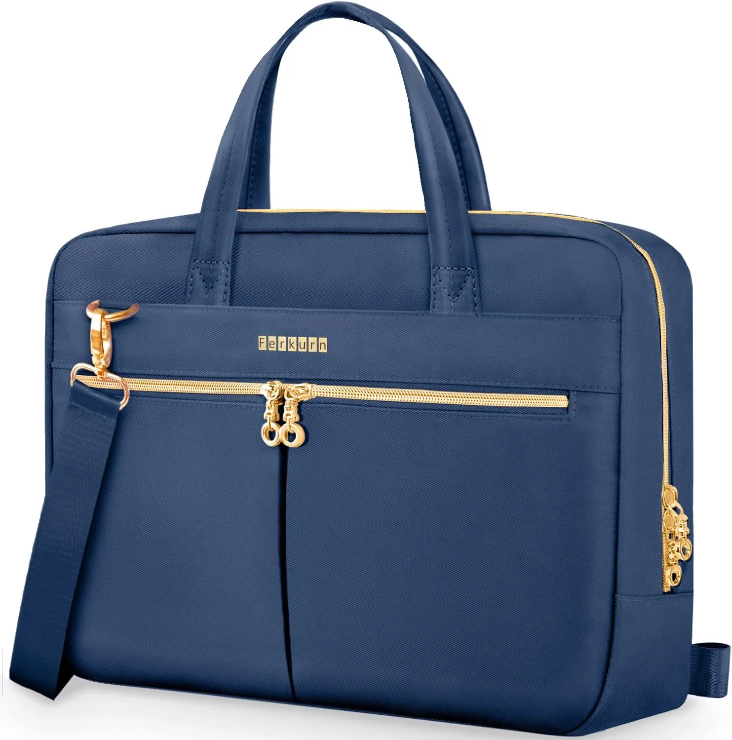 Ferkurn Laptop Bag Case Women Men Computer Bag Compatible with MacBook/HP/LG/Dell, Shoulder Strap Slim Carrying Messenger Briefcase, Blue, 17-17.3 Inch