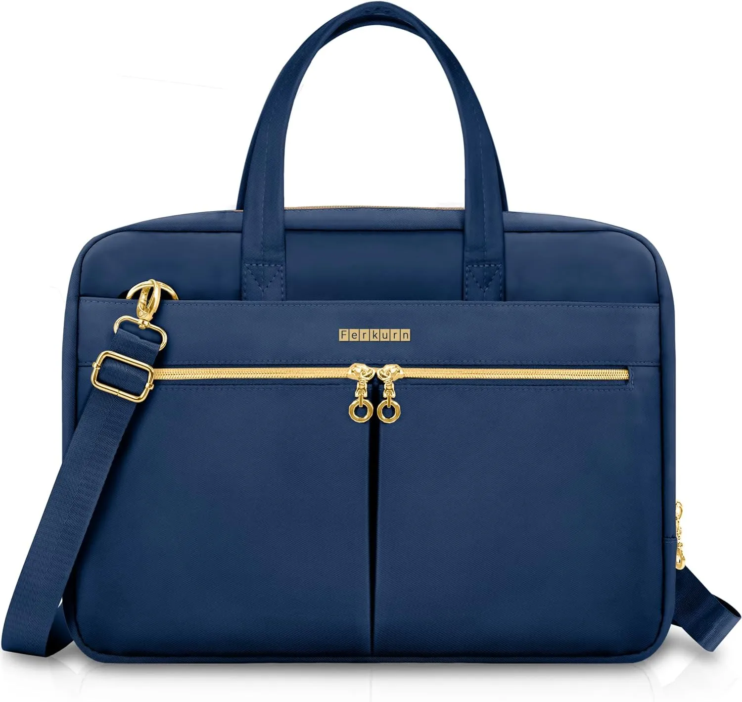 Ferkurn Laptop Bag Case Women Men Computer Bag Compatible with MacBook/HP/LG/Dell, Shoulder Strap Slim Carrying Messenger Briefcase, Blue, 17-17.3 Inch