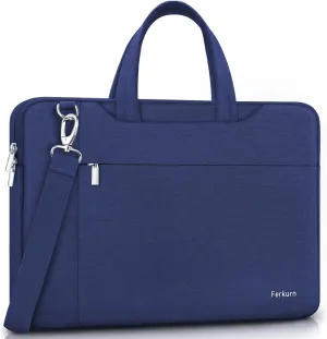 Ferkurn Laptop Bag Case Women Men Computer Sleeve with Shoulder Compatible with HP Envy Pavilion/Inspiron/Thinkpad/Vivobook/MSI/Surface,Waterproof Briefcase with Handle, Blue, 15 15.6 Inch