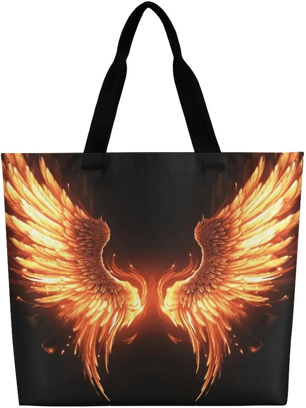 Fire Angle Wings Tote Bag Large Women Casual Shoulder Bag Reusable Grocery Bag Fasion Handbag for Office Shopping Travel