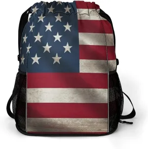 Fitness Drawstring Backpack Waterproof Gym Bag American Flag Lightweight Dry And Wet Separation Swim Bag