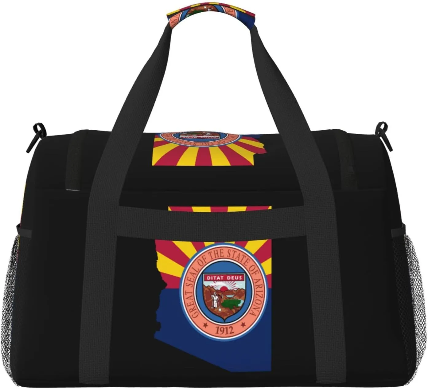 Flag Map Of Arizona Travel Duffel Bag Large Foldable Waterproof Overnight Bag For Beach Swim Bags Pool Sports Gym