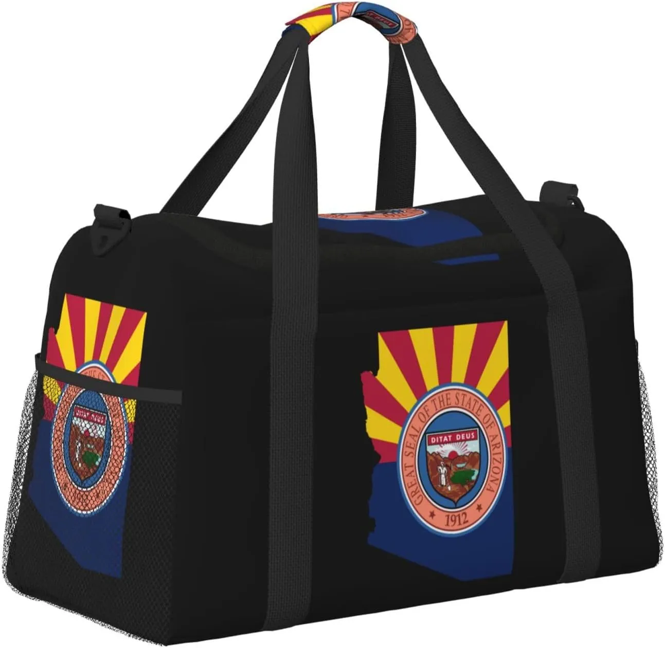 Flag Map Of Arizona Travel Duffel Bag Large Foldable Waterproof Overnight Bag For Beach Swim Bags Pool Sports Gym